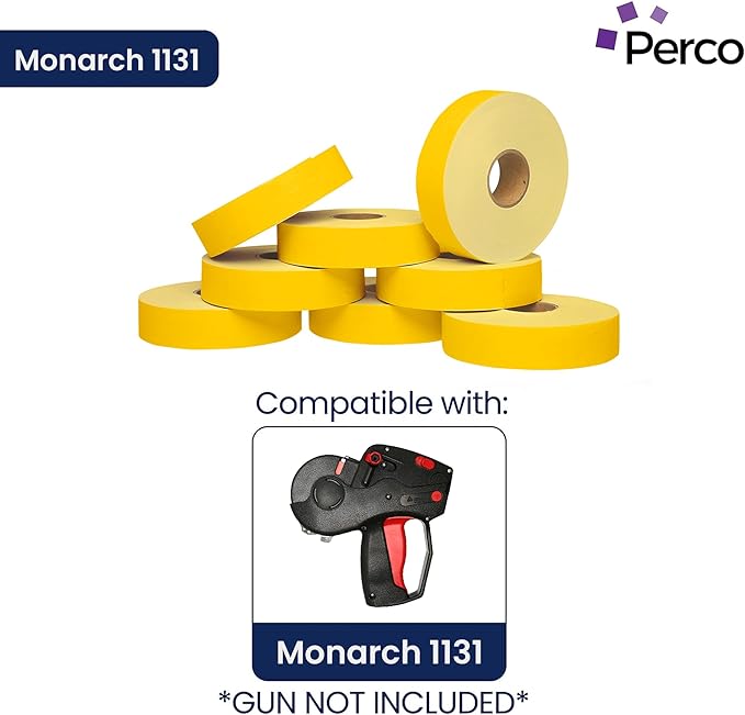Yellow Pricing Labels for Monarch 1131 Price Gun – 3 Sleeves, 24 Rolls Value Pack - 60,000 Price Marking Labels – with Ink Rolls Included