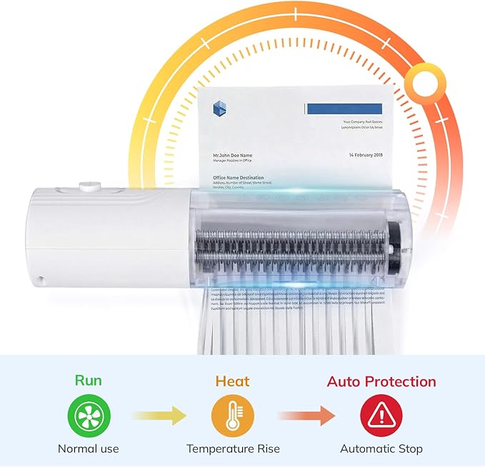 Mini Paper Shredder, Portable Paper Shredder for Home, 3-Sheet Strip Cut 4mm, Compact Paper Shredder with Forward & Reverse and Overheat Protection, Small Shredder for Desk and Home Office (L, White)