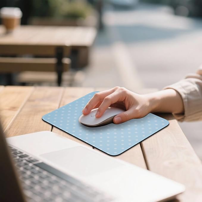 Mouse Pad for Desk with Stitched Edge, Premium Cute Washable Mouse Pads. Computer Mousepad with Non-Slip Rubber Base, Mousepads for Laptop, 9.25x7.75x0.12 inch (Aqua Dots)