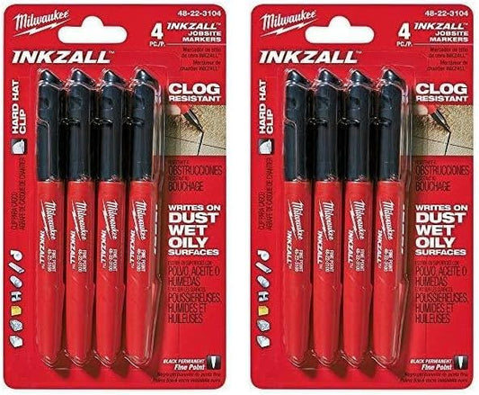 Milwaukee 48-22-3104 Inkzall Point Marker, Fine, Black, 8-Pack