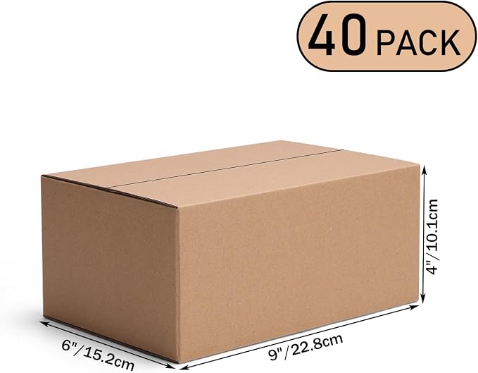 9x6x4 Shipping Boxes Set of 40, Brown Kraft Business Corrugated Cardboard Small Boxes Mailers for Packaging