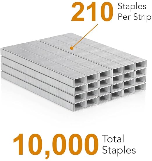 Staples Standard 2 Pack, Heavy Duty Chisel Point Standard Staples for Stapler 10,000 Pack 1/4 Inch, Jam Free Stapling
