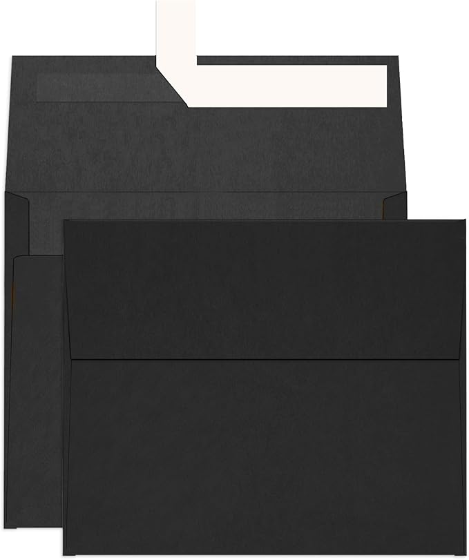 100 Pack Black A2 Envelopes Self Seal, Goefun 120 GSM Printable 4.375 x 5.75 Black Invitation Envelopes for 4.25 x 5.5 Cards, Graduation, Weddings, Photos, Baby Shower, and Various Holidays
