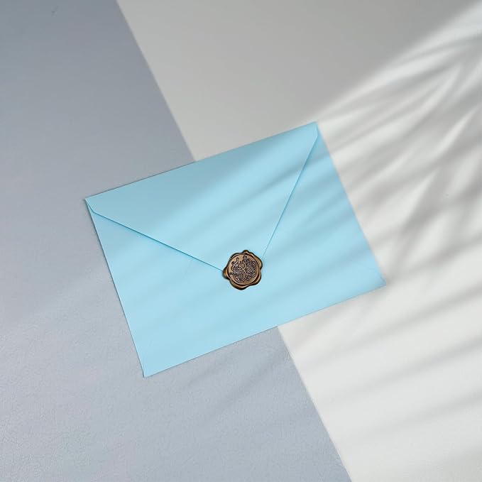 50 PCS Light Blue Colorful A7 Envelopes with Stickers, 5x7 Envelopes for Greeting Cards, Great for Invitations, Wedding Invitation, Birthday, Baby Shower, Graduation
