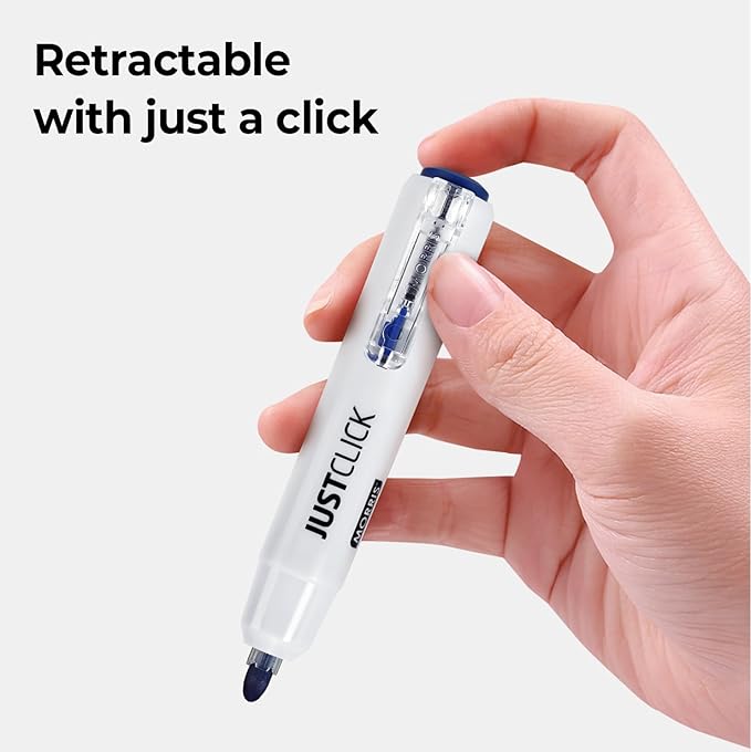 carrotez Retractable Dry Erase Markers, Click Dry Erase Whiteboard Markers, Bullet Tip, Thick Barrel, 12 Count, Blue