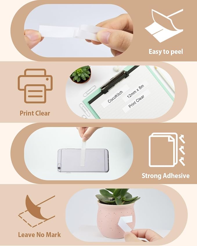 10-Pack TZe-231 TZ-231 TZe231 Compatible for Brother Label Tape | P Touch PT-D220 Label Tape 12mm 0.47 Laminated White for Ptouch PTD220 PT-D210 H100 PTD400 D600 D610BT Label Maker