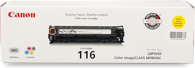 Canon Genuine 116 Yellow Toner Cartridge Compatible with MF8050Cn, MF8080Cw