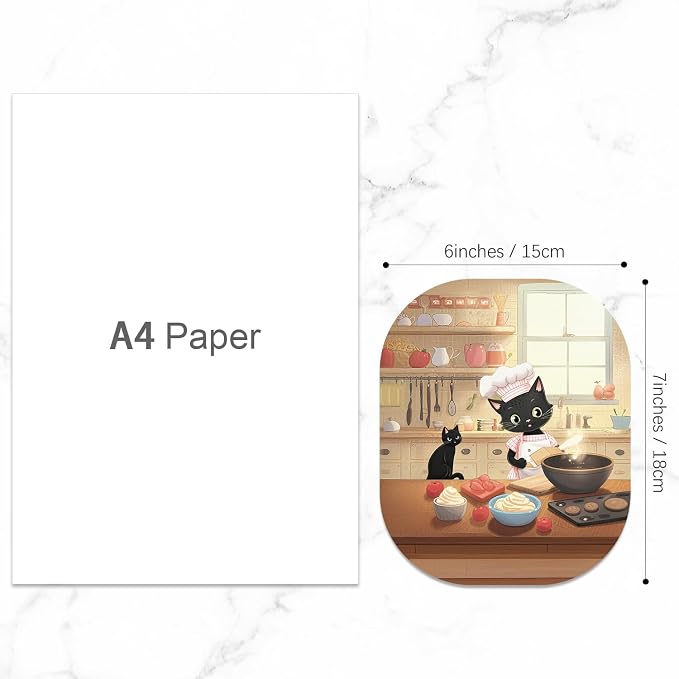 Small Mouse Pad, 6 x 7 Inch, Oval Mini Mouse Pad with Non-Slip Rubber Base for Laptop Wireless Mouse Keyboard Tray Mousepad, Cooking Cat