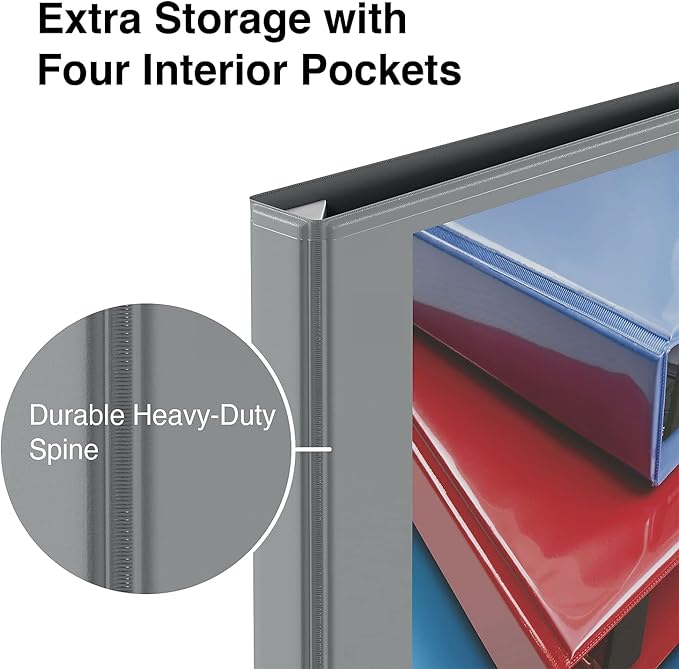Staples Heavy-Duty 0.5-Inch D-Ring View Binder, Reinforced Spine, Holds Up to 100 Sheets, Gray, Slim Binder for Office & School