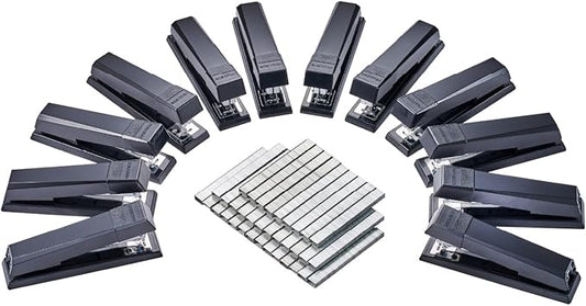 Bostitch Office Stapler, No-Jam Premium for Desktop, Includes 15,000 Staples, Full-Strip, 25 Sheet Capacity, Black, Pack of 12