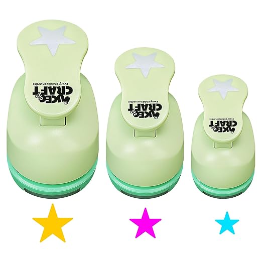 UCEC Star Hole Paper Punch, Star Lever Puncher for Crafts, 1 Inch Craft Punch, 5/8 inch Hole Punch Shape, 3/8 inch Paper Punches for Crafting