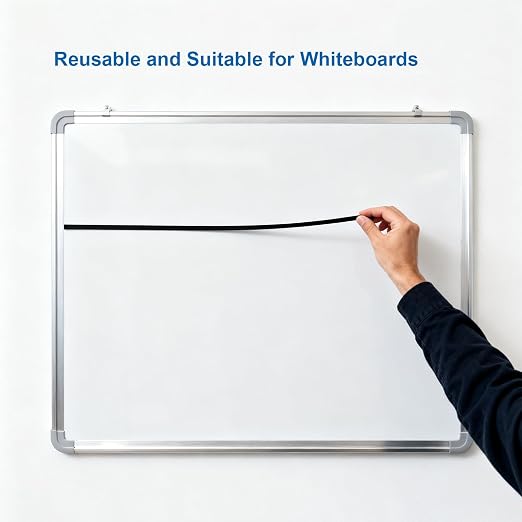 CHUNNIAO 1/4" Black Magnetic Strips for Whiteboard,Fine Line Gridding Tape,Thin Magnet Tapes,Value Packaging 6 Roll(Total 600 Feet)