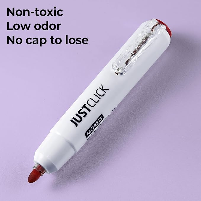 carrotez Retractable Dry Erase Markers, Click Dry Erase Whiteboard Markers, Bullet Tip, Thick Barrel, 12 Count, Red