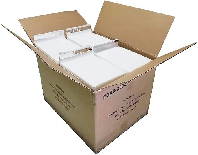 iMBAPrice - 250#0 (6" x 10") Pure White Color SELF Seal Poly Bubble MAILERS Padded Shipping ENVELOPES (Total 250 Bags)