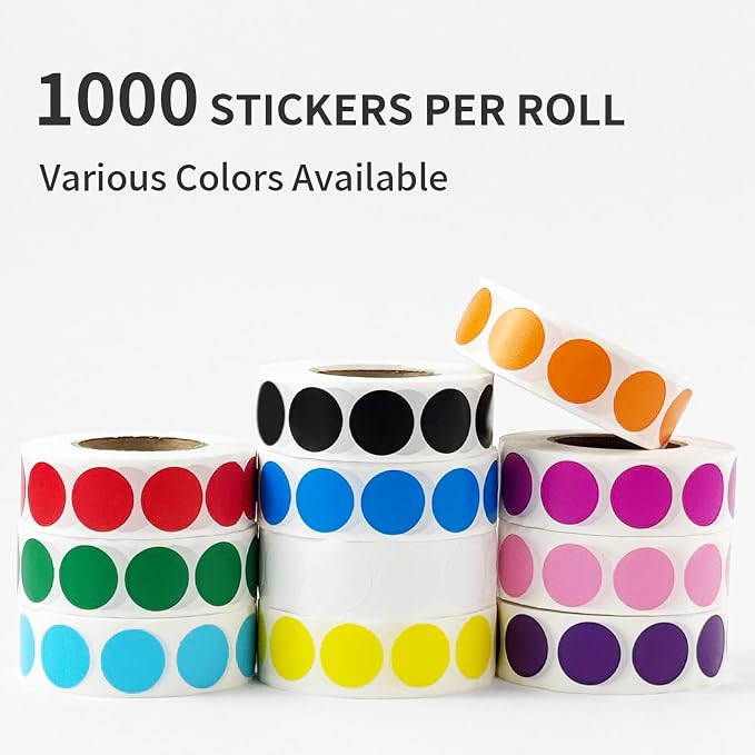 3/4" Gold Dot Stickers Round Circle Coding Labels | Used for manual labor in kindergartens, garage yard price sales, organizing activity color groups,marking spice bottles