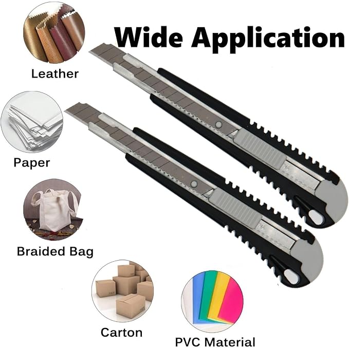 9mm Snap Off Utility Knife 3 Pack High Hardness Retractable Box Cutters with 30 Pcs Snap Off Blades,Package Cutter 9mm Knife for Home Office Workstation,Black