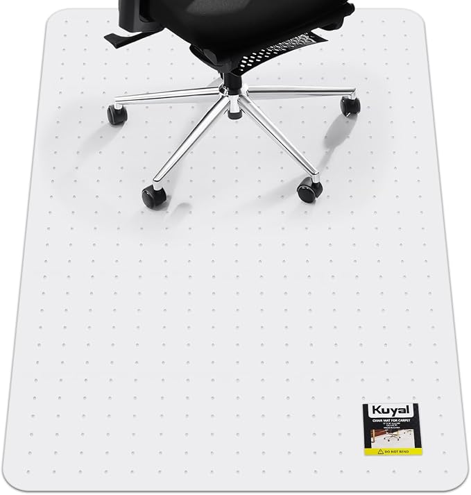 Kuyal Office Chair Mat for Carpet, Clear Heavy Duty Computer Chair Mat, | 40''x48'', Under Desk Protector Carpeted Floors Mat, Easy Chair Movement,Ship Flat