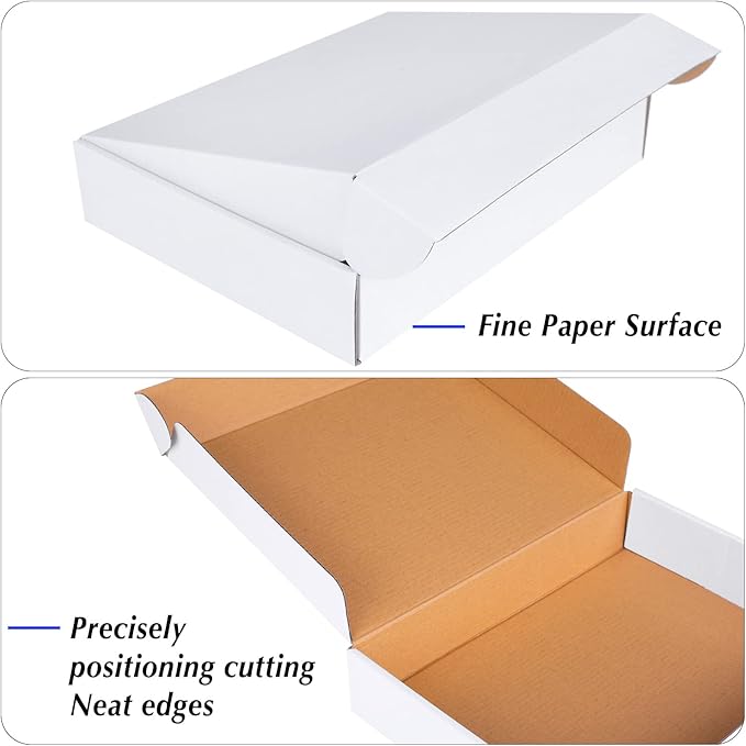 9x6x2 White Cardboard Boxes - 30 Pack Shipping Boxes for Small Business Mailing, Corrugated Packaging