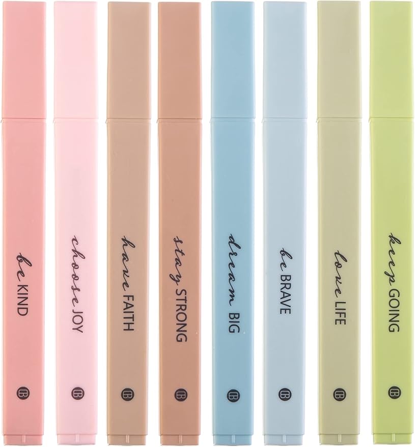 DIVERSEBEE Bible Highlighters with Soft Chisel Tip, 8 Pack Assorted Colors Pens No Bleed, Quick Dry Set, Cute Aesthetic Markers, Bible Study Journaling Supplies and Accessories (Earthy) | 8 Pack Assorted Colors Pens, Quick Dry, Cute Aesthetic Markers, ...