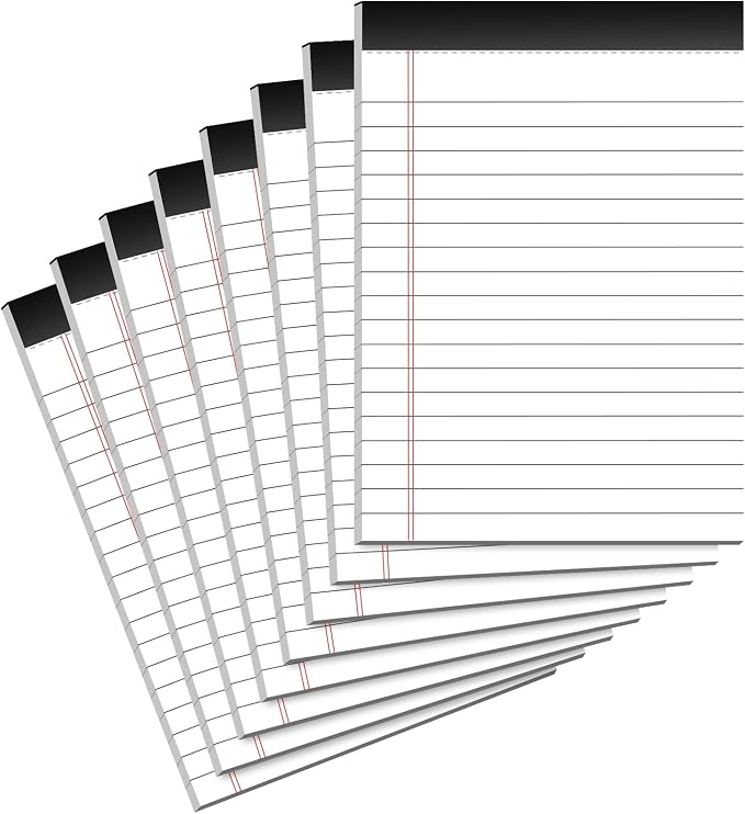 8 Pack Note Pads 4x6 Inch, White Mini Legal Pads, Small Writing Note Pads | Notepads of College Ruled Paper, Lined Paper Pads, Scratch Pads Mini Notepad for Grocery List, To-Do List, 30 Sheet/Notepad