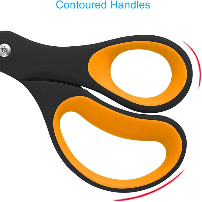 LIVINGO 8" Scissors All Purpose - 3 Pack Titanium Coated Shears for Office | Sharp Stainless Steel Blades, Comfort Handles, Paper Fabric Cardboard Cutting, High Middle School Teacher Student Crafting