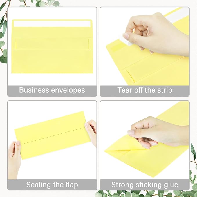 200 Pack #10 Yellow Envelopes Letter Size Self Seal Business Envelopes | Security Mailing Envelopes, 4 1/8 x 9 1/2 Inches