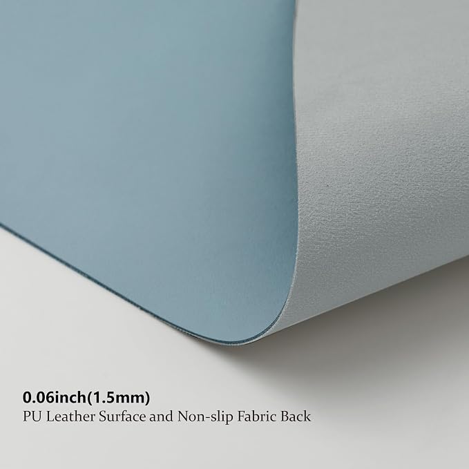 Leather Desk Mat - Non-Slip PU Desk Pad for Office and Home - Desk Organization and Accessories - Ideal for Large Mouse Pad and Desk Mats on Top of Desks (Light Blue,31.5"x 15.7")