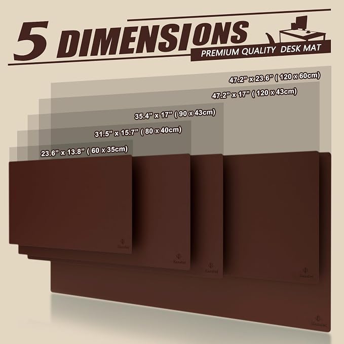 K KNODEL Extra Large Desk Mat, Leather Mouse Pad (47.2"x17", Dark Brown) | Desk Pad, Keyboard Pad, Computer and Laptop Mat, Desktop Protector and Cover, Writing Pad and Blotter for Home Office