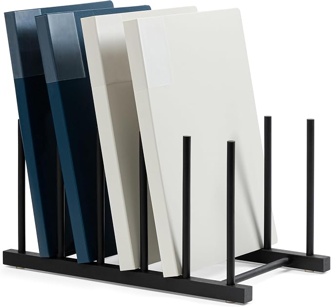 HBlife Desk File Organizer 1 Pack Bamboo 5 Section Vertical File Sorter | Black,Binder & Folder Holder for Home,Office & School