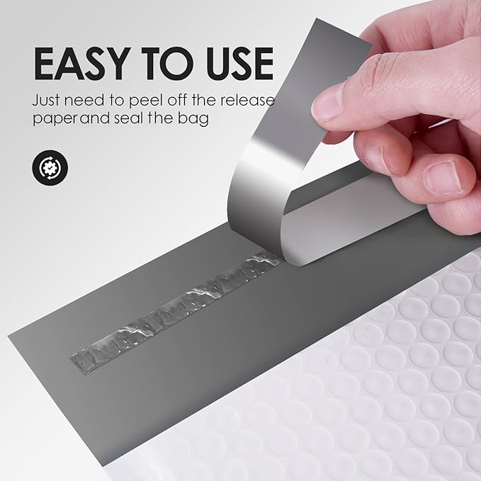 packbabol Bubble Mailers 6x10" 50 Pack Grey and White Padded Envelopes Mailers Waterproof Usable Size 6x9 Self-Seal Padded Mailing Envelopes Bubble Opaque Padded Mailer for Small Businesses，#0