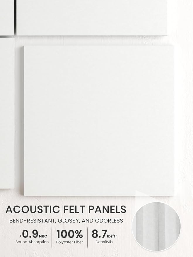 Bumusty 36" x 24" Large Cork Board Alternative, Cold White | 6-Pack Felt Bulletin Board Tiles, 60 Adhesive Tabs, 30 Pushpins, Home, Office, Classroom, Vision Board