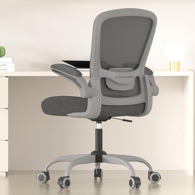 Ergonomic Office Chair w/Adjustable Lumbar, Flip Armrest, 135° Recline | Supports 300 lbs · Seat 19.48"–23.4" · Breathable mesh · 20–30 min assembly · 5-year warranty