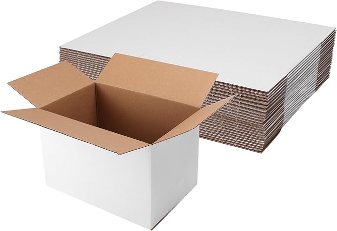 Hoikwo 8x5x5 Shipping Boxes Set of 25, White Corrugated Cardboard Box for Small Business for Packaging Mailing