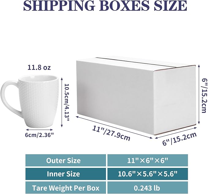 Shipping Boxes 11x6x6 Set of 25, White Corrugated Cardboard Box for Mailing Business Packaging
