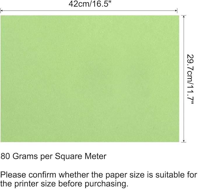 MECCANIXITY 50 Sheets Colored Copy Paper 16.5 x 11.7 Inch Printer Paper 80gsm Light Green for Office Printing, Document Copying, Invitations, Forms, Art Projects