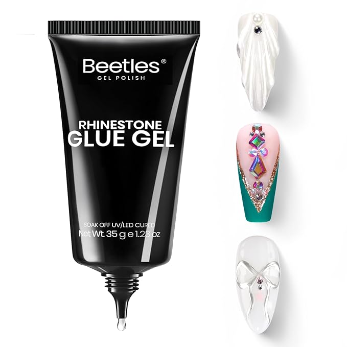 Beetles Rhinestone Nail Glue Gel, Strong Hold Nail Art Adhesive for 3D Gems, Rhinestones & Accessories, UV/LED Curing Clear Gel, Easy Application, Long Lasting Salon & DIY Nails