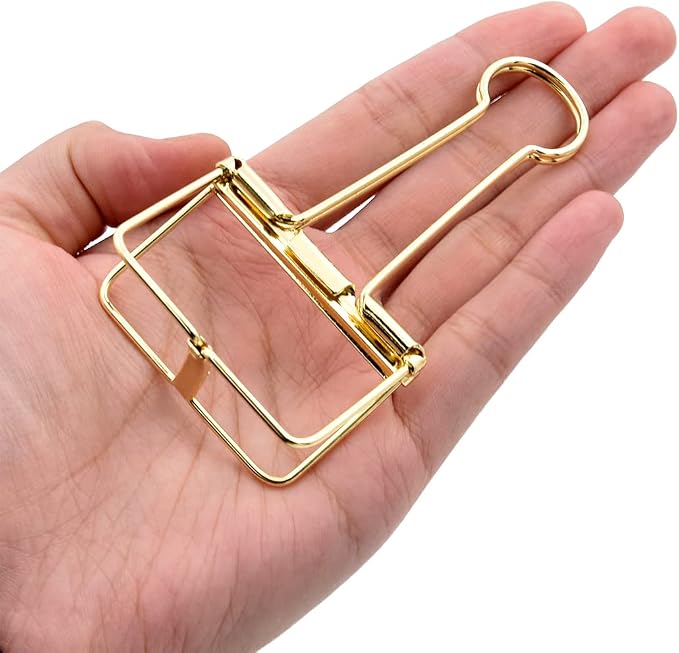 Extra Large Binder Clips 2 Inch, Big Paper Clamps Gold for Office School Supplies (15Pcs)