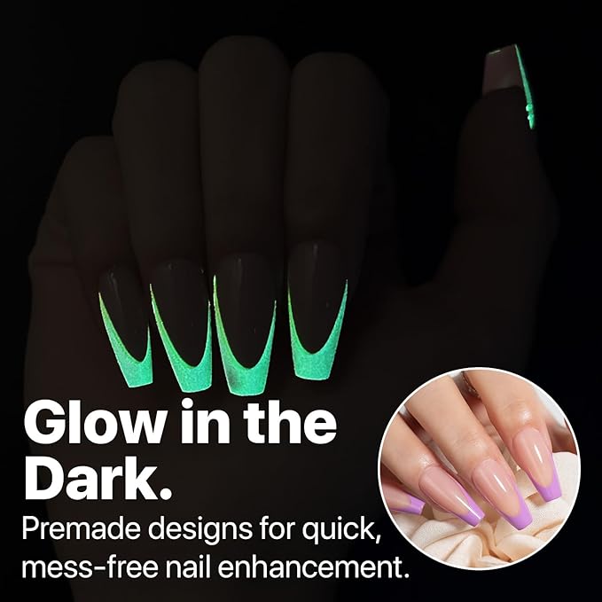 SXC Cosmetics X-Pro Tips French Tip Press On Nails - Bright Pastel Glow in the Dark Series (GLOW120-M Coffin)