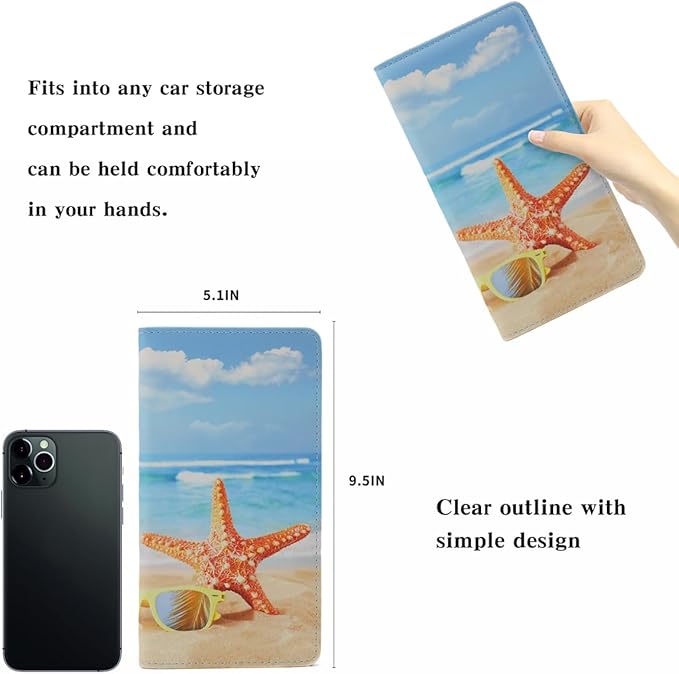 2Pack Leather Car Registration and Insurance Card Holder, Car Document Holder for Cards License with Magnetic Shut(Blue+Orange)