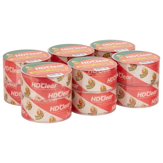 Duck HD Clear Packing Tape Refills - 12 Rolls of Heavy Duty Shipping and Moving Packing Tape - Clear Strong Packaging Tape for Boxes, Packing and Moving Supplies - 1.88 In. x 54.6 Yards (287733)