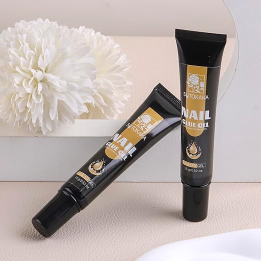Gel Nail Glue for Nails Tips, 2pcs 15g Super Strong Solid Gel Soak Off for Acrylic Extensions Fake Nails Press On Nails U V Lamp Curing Needed Long Lasting Gel Glue Kit