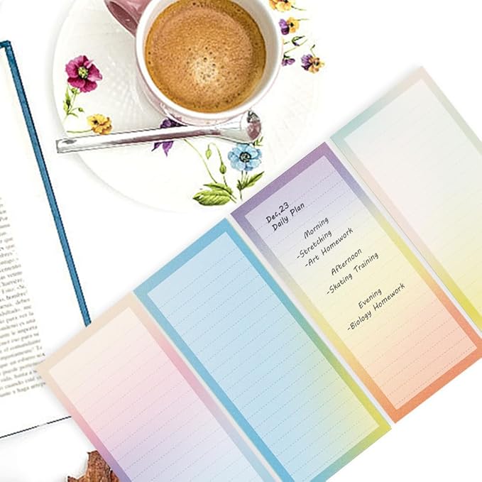 4 Pack Magnetic Notepads for Refrigerator, Full Magnet Back Design Magnetic Memo Pads, 50 Sheets Per Note Pads To-Do List, Shopping List (Retro Gradien Style)