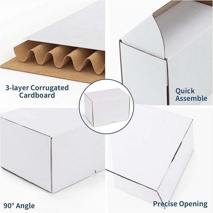 ZBEIVAN 6x4x4 White Shipping Boxes Set of 40, Corrugated Cardboard Mailer Boxes for Packaging Small Business Mailing Gifts