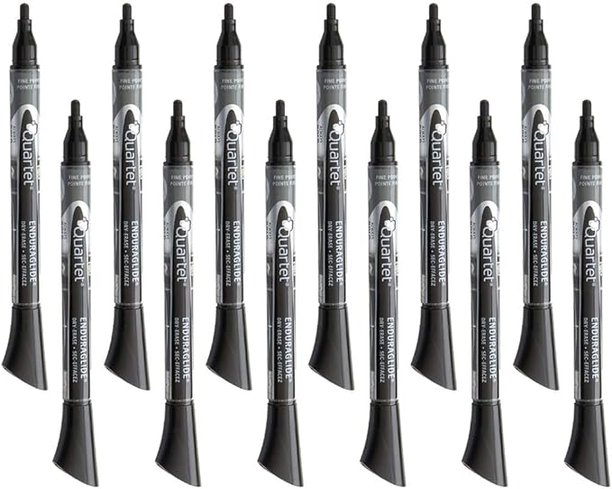 Quartet Dry Erase Markers, Whiteboard Markers, Fine Tip, EnduraGlide, Black, 12 Pack (5001-13M)