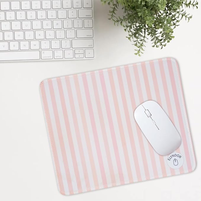 Mouse Pad for Desk with Stitched Edge, Premium Cute Washable Mouse Pads. Computer Mousepad with Non-Slip Rubber Base, Mousepads for Laptop, 9.25x7.75x0.12 inch (Sunwashed Stripes)