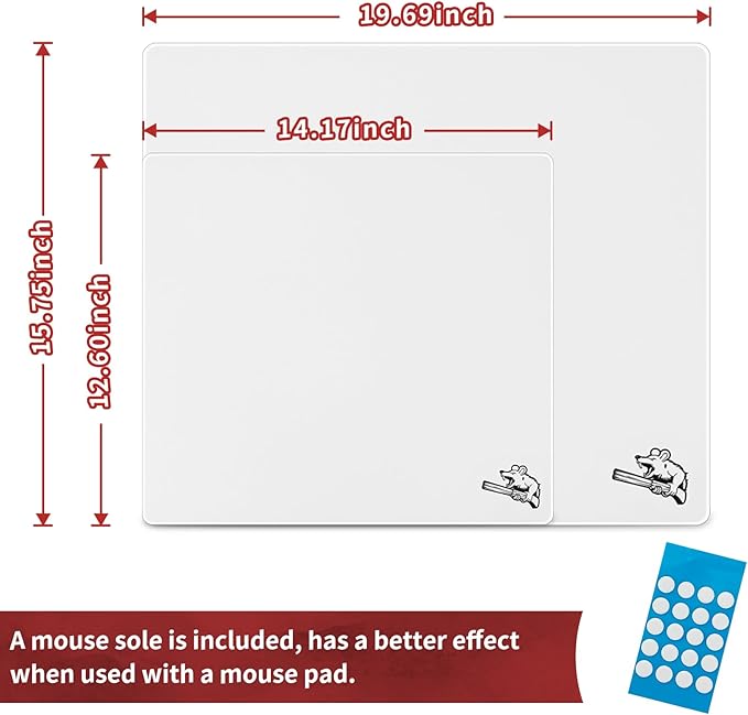 Glass Gaming Mouse Pad 400mm x 500mm FPS Game Special Tempered Glass Durable 3mm Thickness Accurately and Quickly Shoot Opponents (400mm x 500mm, White)