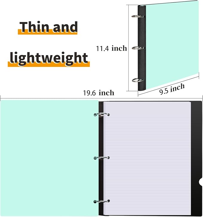 LETVPVOW 360° Pivotable 3 Ring Binder, Soft 1 inch Binders 3 Ring, Flexible Thin Soft Three Ring Binder Fits 8.5" x 11", for Home, School and Office-Green