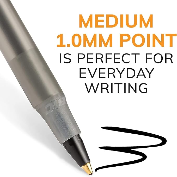 BIC Round Stic Xtra Life Black Ballpoint Pens, Medium Point (1.0mm), 36-Count Pack of Bulk Pens, Flexible Round Barrel for Writing Comfort, No. 1 Selling Ballpoint Pens
