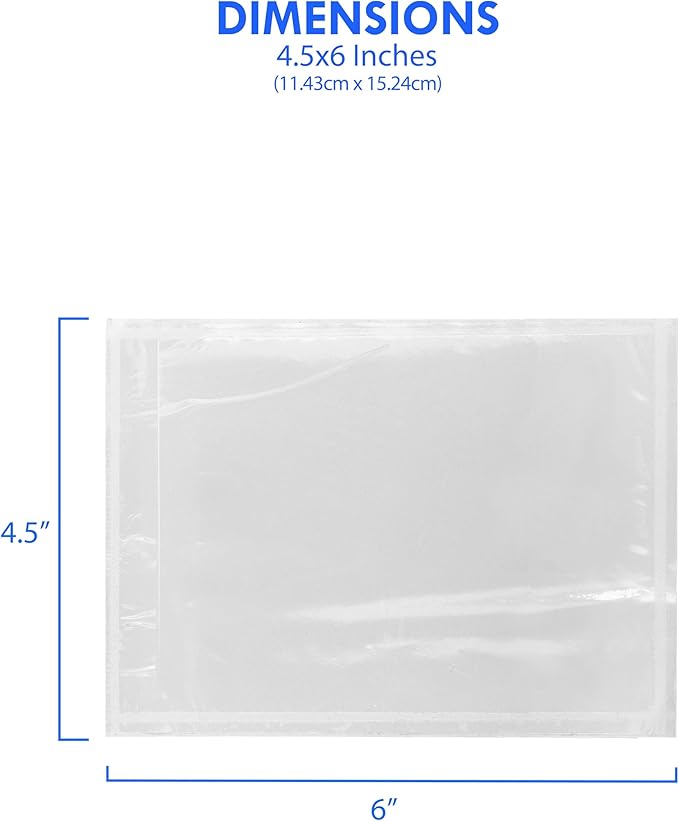 2000 Count 4.5" x 6" Shipping Label Envelopes, Clear Packing List Pouches with Self-Adhesive Back, Top Loading for Shipping Labels Sleeves, for Packing Slips, Labels Invoices & Paperwork. GPI
