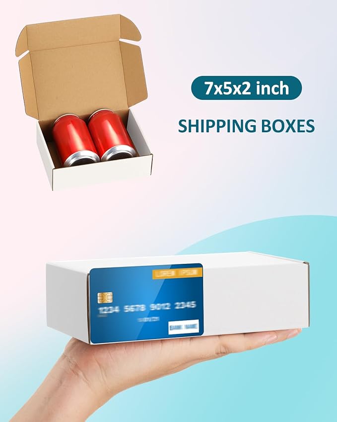 Shipping Boxes 7x5x2 inches Small Mailing Boxes 50 Pack White Cardboard Corrugated Box Mailers